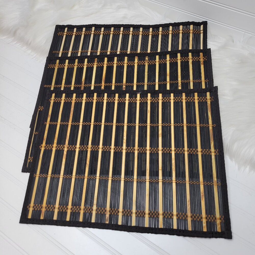 (3) BENSON MILLS  Bamboo PLACEMATS Rectangular  13" x 17.5" Earthtone Sticks